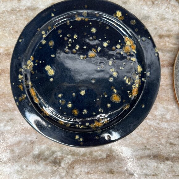 Stoneware Glazed Coasters Mottled Speckled Partridge Feather Spots Set of 4 - Picture 5 of 10